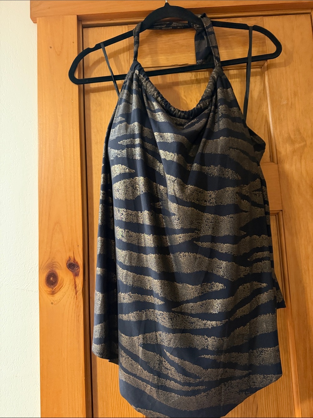 Magicsuit Tankini Top Black and Gold Halter Tank Top size 16